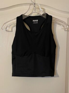 Skims Performance Racerback Crop Tank Top Women Small Black Compression Nylon